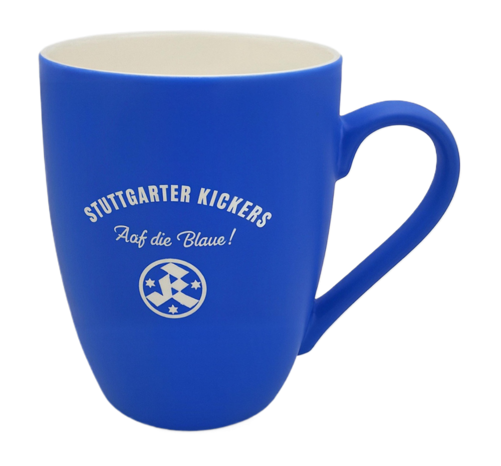 Soft-Touch Tasse „Auf die Blaue!“