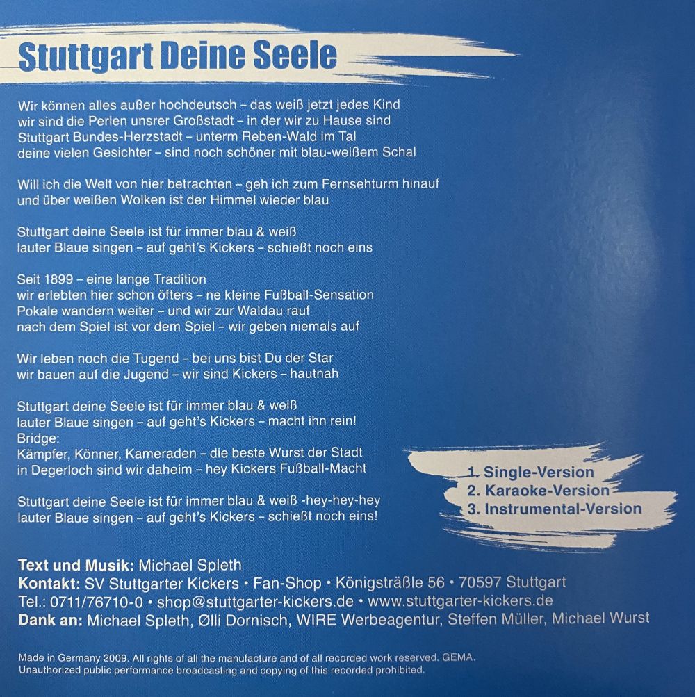 Fan-CD "Stuttgart deine Seele"